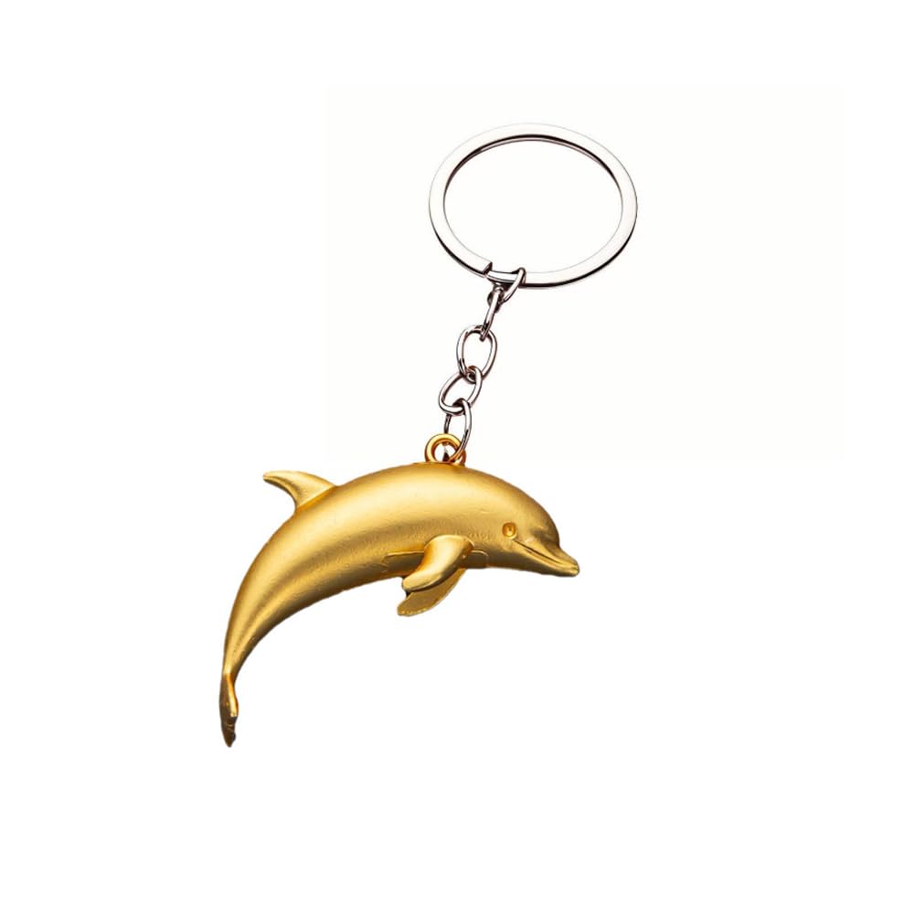 Arfuka Unisex Gold Keyring Dolphin Pendant Keychain Key Organizer Holder For Purse Backpack Car Keys Charm Accessories