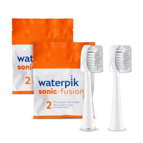 Waterpik Genuine Full Size Replacement Brush Heads with Covers for Sonic-Fusion Flossing Toothbrush SFFB-2EW,White,2 Count (Pack of 2)