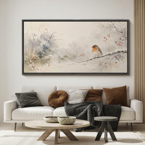 Image of MUDECOR Extra Large Framed Canvas Print Wall Art Robin Art for Living Room