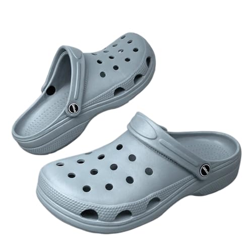 Zuecos de jardín clásicos unisex para adultos, para hombres y mujeres, sandalias de verano de color sólido, zapatos de playa con puntera cerrada para parejas, Blue, 40 2/3 EU