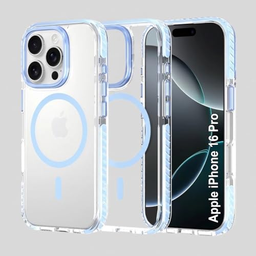 Image of Zapcase Crystal Clear Back case for iPhone 16 Pro | PC Back | TPU Bumper with Inner Rubber Grip | Metal Camera Guard Bezel | Metal Buttons | Scratch Resistant | 2 Layer Edge Protection | Light Blue