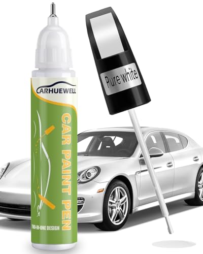 Carhuewell White Touch Up Paint Pen, Car Scratch Repair Pen Quick and Easy Fix Auto Paint Chip Repair (Pure White)