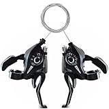 Aresvns Juego de palancas de freno de bicicleta de 3 x 7 y 21 velocidades con indicador de marcha y cables de freno para bicicleta de montaña, bicicleta de carretera, bicicletas de ciudad, bicicletas