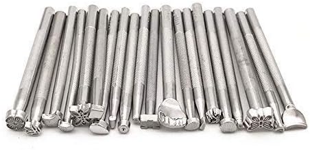 Okared 20 Pcs Leather Working Saddle Making Tools Craft Tool Leather Craft Stamp Kits, Leather Working Saddle Making Stamps Tools Set for Leathercraft Carving DIY Handmade Art