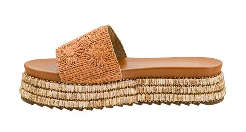 Corkys Footwear Women's BRB Sandal - Comfortable 1.5-inch Platform and a Soft Insole Designed for All-Day Wear, Chic Raffia Woven Strap and Raffia Wrapped Outsole