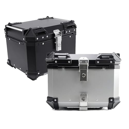 Yidechon Motorcycle Top Case, Aluminum Motorcycle Trunk Waterproof Motorcycle Top Box 28L 36L 45L 55L 65L 80L 100L, Motorcycle Trunk Tour Tail Box with Security Lock (Color : Black, Size : 100L)