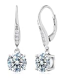 wowshow Moissanite Earrings, Leverback Earrings for Women 925 Sterling Silver 3ct Moissanite Solitai