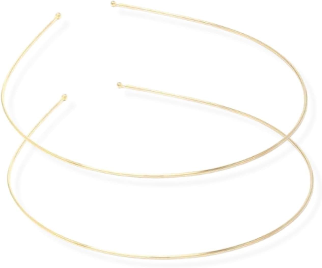 Topkids Accessories 2x Thin Metal Hair Bands Headbands Alice Bands Hairbands Head Bands Mens Guys Adult Women Girls Black Gold Silver Plain Styling Grips (1mm Gold)
