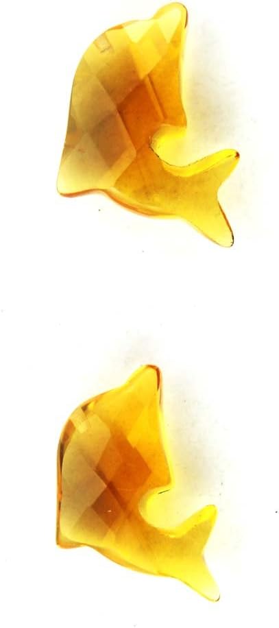 Amber Rhinestone Dolphin Shaped Beads Polished Rhinestone SemiFinished Bead Strand (2 Piece)