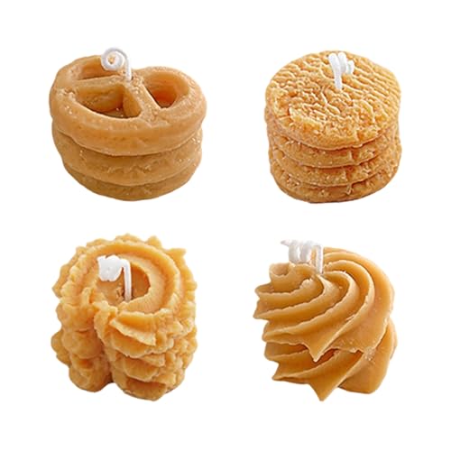Juego de velas con forma de galleta, decoración de artesanal, velas perfumadas con acabado de textura hecha a mano, colección aromática para el hogar con efecto de brillo suave, categoría