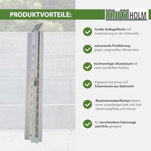 TRUTZHOLM Auffahrschiene klappbar 240 cm Tragkraft 50 kg Alu grau gelocht Fahrradrampe Rampe