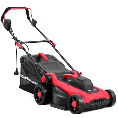 PowerSmart Corded Electric Lawn Mower 14-Inch 12.5AMP with Adjustable Handle Height​, 6 Cutting Heights from 1' to 3' & 10-Gallon Collection Bag 2026 Version