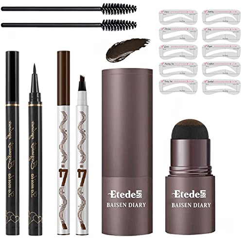 Eyebrow Tattoo Pencil, Eyeliner Pencil with Eye Makeup Long Lasting Waterproof and Smudgeproof Natural Looking Brows (Dark Brown)