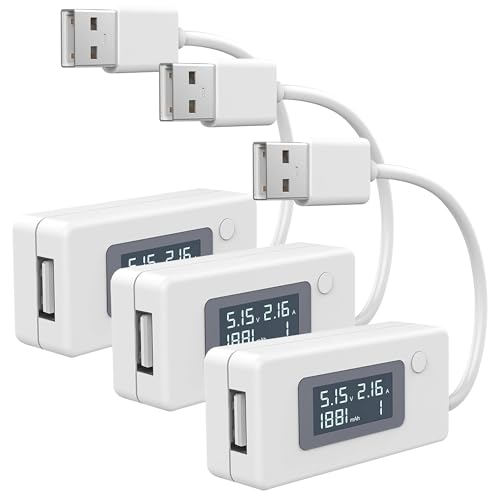 Image of 3pcs USB Voltage /Amps Power Meter Tester Multimeter with LCD Display, Test Speed of Chargers, Cables, Capacity of Power Banks