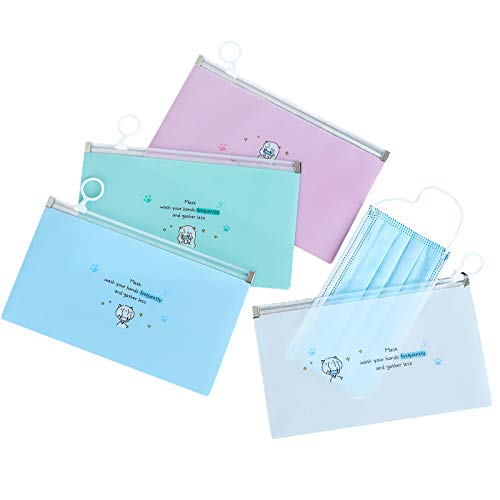 Oubetty 12Pcs Bolsa para Guardar Mascarillas Portátil con Cremallera Estuche para Mascarillas de Almacenamiento de Plástico contra el Polvo y Suciedad 22 * 13cm para Niño Adulto