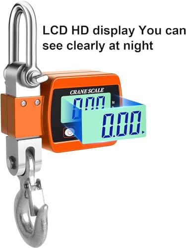 Digitale Kranwaage, 500KG 1100lbs Elektronische Hängewaage, Industrie Hängende Waage mit präzisem Sensor, Mini tragbare LCD Waage mit Haken, Zugwaage Wildwaage Digital für Jagd, Bauernhof, Fabrik