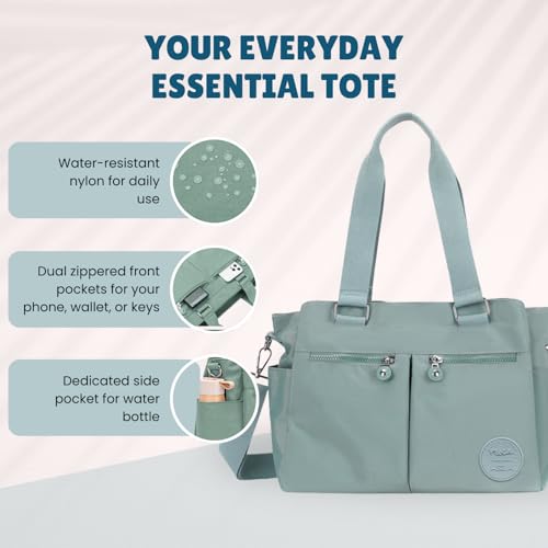 Image of MOCA Womens Casual Nylon Water Resistant Crossbody Tote Sling Handbag, Multi-Pocket Design with Adjustable Shoulder Straps for Work Travel Office, Everyday Use
