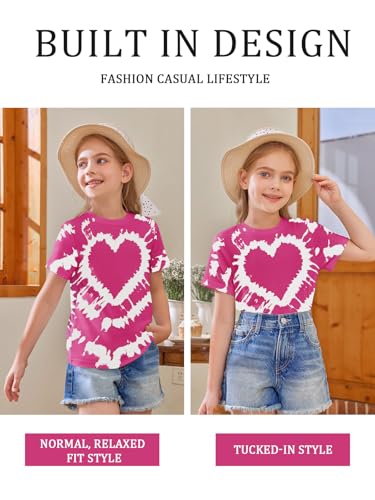 Image of Girls Short Sleeve T Shirts Kids Summer Tops Crewneck Tees 5-14 Years