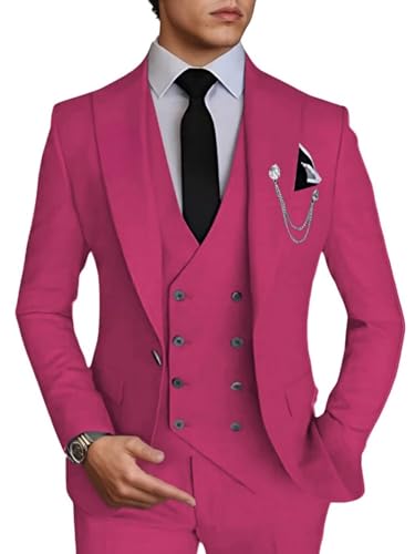 Men's Suits for Men Slim Fit 3 Piece Double Breasted Suit Men Tuxedo for Mens Wedding Birthday Party Formal Suits