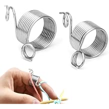 Oumefar Stainless Steel Finger Ring Thimble Knitting Ring for Thimble 2pcs Home Sewing for Knitting