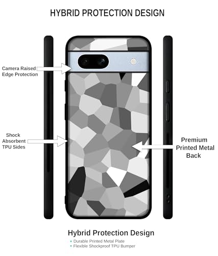 Image of Black & White Mathematical Shape Design Premium 2D Printed Metal Back Case Cover for Google Pixel 7A 5G