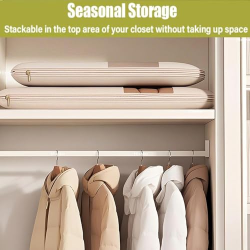 2025 Space Saving Hanging Garment Bag with Self Compression Zipper, Closet Organizers Garment Bags for Hanging Clothes, Protects Clothes from Wrinkles (White,L) 5