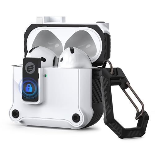 ORICO Protection pour AirPods 4 à Ouverture Automatique avec Clip de Sécurité, Coque Rigide Antichoc avec Porte-Clés, Étui de Rangement Antichute pour Écouteurs Apple AirPods 4, Blanc