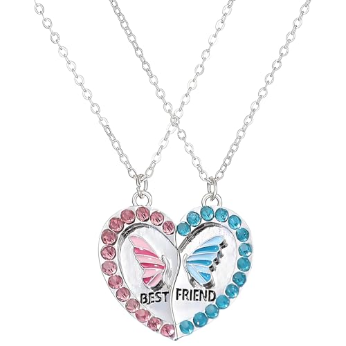 CJAPGJW 50 cm Länge BFF Ketten für 2, Freundschaftskette für 2 Mädchen, Freundschaftsketten für beste Freunde, Blaue und pinke Ketten