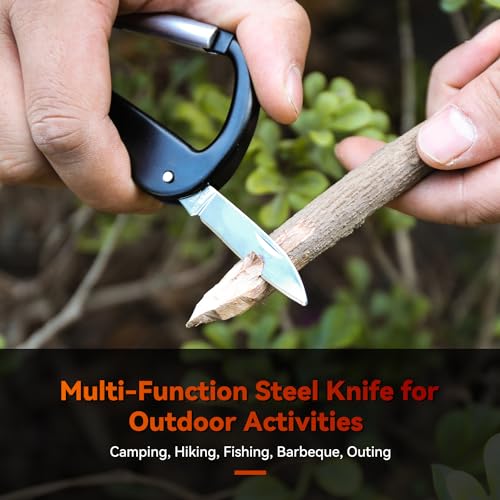 Kingsuslay Multitool Carabiner With Pocket Knife, Bottle Opener,Nail File,Small Scissors,Edc Carabiners Keychain With Folding Knives,Auxiliary Tools For Camping,Hiking,Outdoor Activities(Black) thumb #2