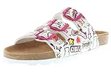 Laufsohle: Synthetik Jela Kinder Mädchen Damen Pantoletten Hausschuhe Slipper Schlappen weiß/Mehrfarbig, Größe:31, Farbe:Weiß