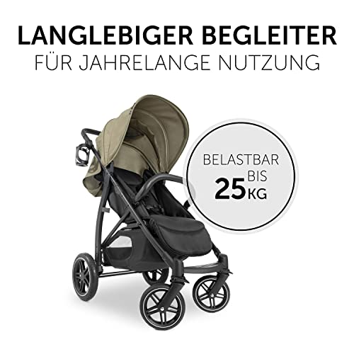 hauck Rapid 4D Air, Olive Grün - Kinderwagen mit Luftreifen hinten & Gummiräder vorne ab Geburt bis 22 kg - mit Liegefunktion, UPF 50+, Schnell Klappbar, Becherhalter, Höhenverstellbar