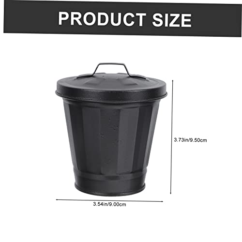 Mini caneca de basura con tapa rectangular negra miniatura 2