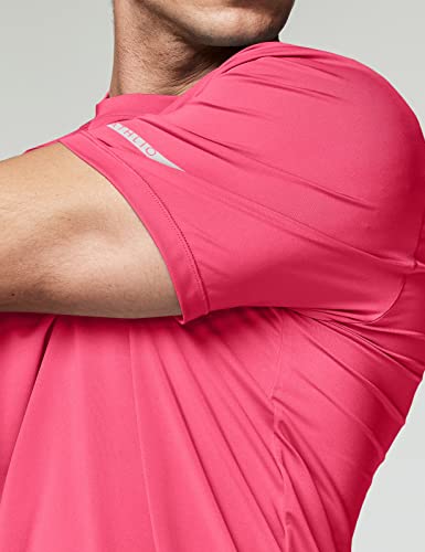 Athlio Men's Workout Running Shirts, Sun Protection Quick Dry Athletic Shirts, Short Sleeve Gym T-Shirts, 3Pack Reflective Black/Cloud Grey/Neon Pink, Small #TOP6