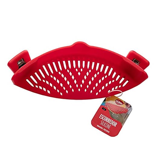 Escorredor de Alimentos Ajustável em Silicone Vermelho