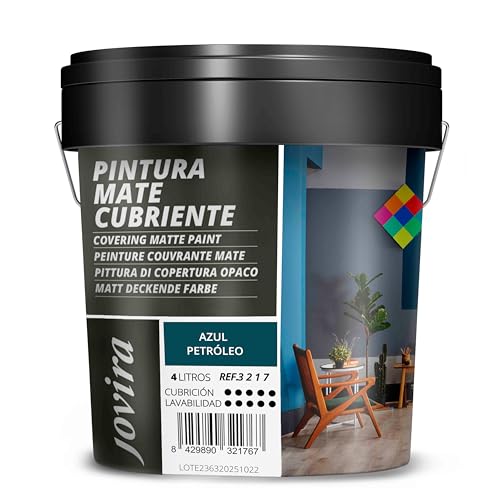 JOVIRA PINTURAS Mate Cubriente | Colores interior-exterior con excelente poder cubriente. 4 Litros
