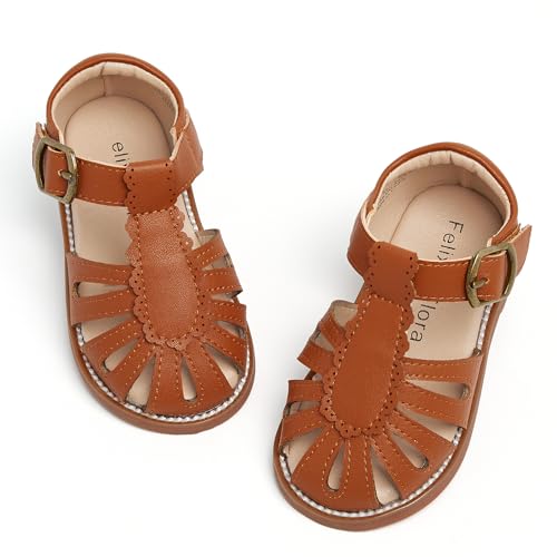 Image of Felix & Flora Toddler Girls Sandals Soft Rubber Princess Flat Shoes Flower Girl Shoes