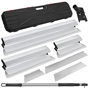 DrRobor Juego de Llana Alisar Paredes, EspÃ¡tula de Alisado Inoxidable para Paneles de Yeso con Mango de ExtensiÃ³n