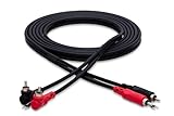 Hosa CRA-203DJ Stereo Interconnect, Dual RCA to Dual Right-angle RCA with Ground Wire, 9.8 Feet