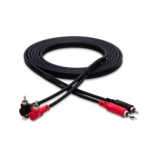 Hosa CRA-202DJ Dual RCA para Dual Right Angle RCA com cabo de interconexão estéreo com fio de solo, 2 metros