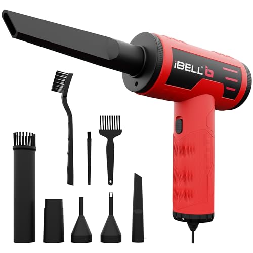 Image of iBELL AD20-10 High Efficiency Compressed Air Duster with 220W Brushless Motor,20000-105000 RPM,3M Cord,Lightweight,Portable Air Blower for PC Electronics Car Inflatables, Grille Protection.