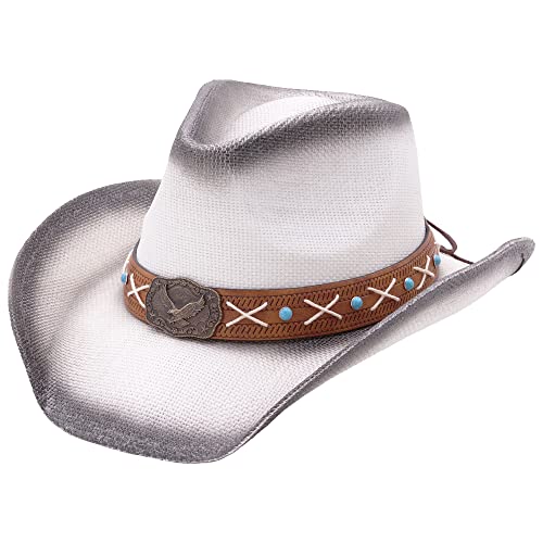 Retro Rodeo Wild Western Cowboy Hats For Men And Women - Eagle - White Black -3 #TOP19