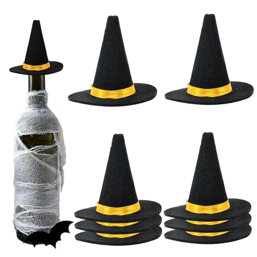 Adorno para tarta con sombrero de bruja, mini sombrero de bruja, 8 piezas de adorno de fieltro para tarta de 2, 8x2, 4 pulgadas, decoración de botella de vino para regalos de fiesta