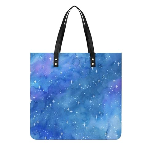 Sac shopper étoiles bleues à l'aquarelle grand sac fourre-tout pour le quotidien