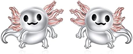 YAFEINI Axolotl Stud Earrings Sterling Silver Sea Creature Stud Earrings Tiny Earrings Animal Lover Cute Jewelry Gift