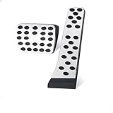 XITER No Drill Anti-Slip Aluminum Gas Brake Pedal Cover Foot Pedal Pads kit For Mercedes-Benz C E S GLC GLE GLK SLK CLS SL Class W205 W213 X253 W167 (SILVER)