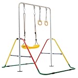 鉄棒 折りたたみ鉄棒 子供用 11段階高さ調節 多機能遊具 ブランコ 吊り輪付き 室内屋外兼用 安全安定設計 成長に合わせ調整可能 ホワイトカラー スチール製 スポーツ練習器具 家庭用運動機器