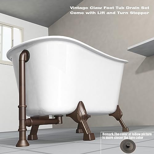 Artiwell Vintage Claw Foot Tub Drain Kit with Lift and Turn Bath Drain Stopper, 1-1/2" Brass Tubular Leg Tub Bathtub Waste and Overflow Drain Assembly with Drain Plug and Bathtub Overflow Cover - Thumbnail 5