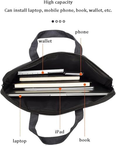 Zipper Canvas Briefcase,15.6 Inch Laptop Bag,Gray Large-Capacity Multi-Layer Waterproof Men Office Bag4