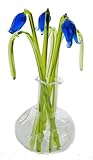 Nouveau et emballé Beautiful Glass Ornament Sculpture Bluebell Flowers In Vase