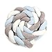 Cozywind 4m/2m Protector para Cuna Bebé Trenzado Barandilla Cama Niño, Suave Cojín Infantil para Decoración, Foto Prop (azul+gris+blanco, 4m)